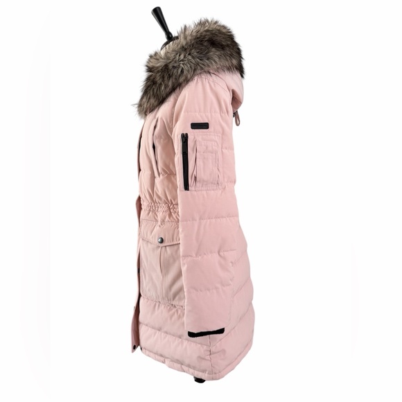 BCBG generation faux fur hooded Light Pink Puffer Coat - Picture 3 of 9